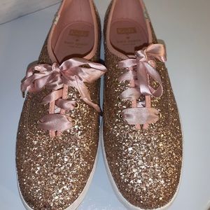 NWOT Rose Gold Glitter Kate Spade/Keds Size 9.5
